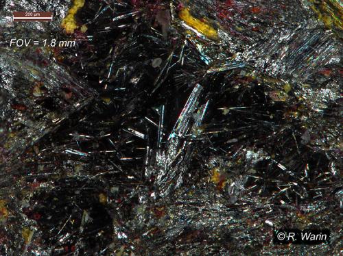Stibnite<br />Antimonmine Goesdorf Mine, Goesdorf, Wiltz Canton, Luxembourg<br />< 1 mm<br /> (Author: Roger Warin)