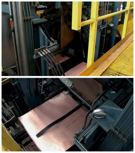 COPPER CATHODE PROCESSING

The journey of Copper from electrolyte to a marketable product culminates in the crucial post-electrowinning phase at the Copper cathode plant. Once the electrowinning cycle was complete, the cells yielded crude Copper cathodes – substantial Copper sheets adhering to reusable stainless steel blanks. The initial, highly mechanized step involved the precise removal of these Copper sheets. Automated stripping machines were employed, designed to efficiently peel the deposited Copper from the inert cathode blanks without damaging either the valuable Copper or the blanks, which were immediately returned to the electrolytic cells for reuse. 

After separation, these raw Copper sheets, often referred to as full plates, underwent further refinement. They were then conveyed to a trimming station where hydraulic shears or guillotines cut them to precise, standardized dimensions. This sizing ensured uniformity for subsequent handling, packaging, and adherence to customer specifications. While the electrowinning process itself yielded high-purity Copper, a final surface preparation, usually a thorough rinse with demineralized water, was performed to remove any residual electrolyte, dust, or minor surface impurities. This step ensured the pristine quality and appearance of the final product.

Finally, the prepared Copper cathodes were systematically stacked. They were typically stacked horizontally, often on pallets, in precise numbers – commonly 20 to 50 sheets per stack, depending on the cathode thickness and desired bundle weight. These stacks were then bound with steel strapping, ready for weighing, quality inspection, and dispatch to various industries worldwide.

To transform these cathodes into various Copper products, they were subjected to further processing at facilities exterior to the mine. This usually involved melting the cathodes in a shaft furnace, followed by continuous casting and rolling. The molten Copper was cast into a suitable form, often a thick slab or strip, which was then passed through a series of rolling mills. This mechanical working reduced the thickness of the Copper, enhances its grain structure, and improved its mechanical properties; ultimately producing high-quality Copper sheets of the desired gauge and finish, maintaining the exceptional 99.99% purity.

Original photos courtesy of Salvador Rivera (Author: silvia)