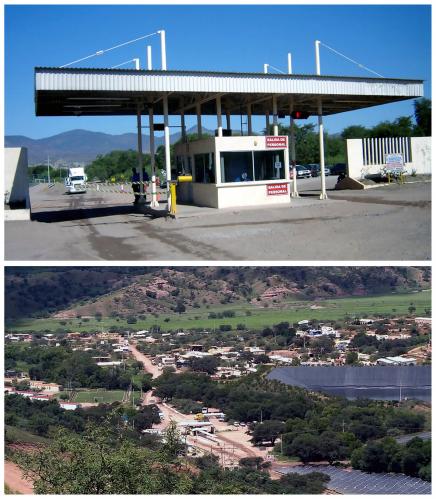 ENTRANCE TO THE MILPILLAS MINE

In the close-up photograph (ca. 2008), the entrance to the Milpillas Mine is clearly visible, a testament to its prominent presence. Even from approximately one kilometer away, as seen in the more distant image (ca. 2017), the mine’s entrance remains discernible. Looking at the lower photo, the impressive solar thermal plant at Milpillas comes into clear view. This facility, notably one of Mexico’s largest solar thermal plants, was constructed in 2016. It boasts a substantial collector area of 6,270 square metres and delivers an impressive output of 8,600 MWh/year. This innovative installation has played a crucial role in significantly reducing the mine’s reliance on diesel for its Copper electro-winning process.

The mine’s operational history was marked by a transition from easily accessible, high-grade oxide ores to deeper sulphide deposits. This shift, influenced by fluctuating Copper prices and geological realities, led to a temporary closure and subsequent reopening. This illustrates the inherent volatility and adaptive nature of the mining industry. Environmentally, the mine, like all extractive operations, faced challenges related to water use in an arid region and waste management. Socially, it contributed to local employment while navigating the broader complexities of large-scale industry within small local communities. Ultimately, Milpillas served as a reminder that mining, even when geologically exceptional, is a complex endeavor balancing economic gain with environmental responsibility and social considerations.

Copper mineralization at Milpillas was primarily hosted within altered intrusive rocks and, to a lesser extent, surrounding host rocks. The process began with the emplacement of a large, hydrous, and metal-rich magma at shallow to moderate crustal depths. As this magma cooled and crystallized, residual volatile phases, including water, sulfur, and metals like Copper, become progressively concentrated in the remaining melt. When the pressure of these exsolving fluids exceeded the lithostatic pressure, they were released, often explosively, through fractures and faults, forming a pervasive network of veins and disseminations.
These hot, acidic, and metal-laden hydrothermal fluids interacted with the surrounding rocks, leading to extensive hydrothermal alteration, such as potassic, phyllic, and argillic zones. As the fluids migrated and cooled, changes in temperature, pressure and pH, along with mixing with meteoric waters, caused the precipitation of Copper-bearing minerals. 

Chalcocite underwent additional oxidation within the upper supergene zone. This process, driven by oxygenated waters, led to the dissolution of Chalcocite and the subsequent precipitation of various secondary Copper minerals. Notably, vibrant blue Azurite and green Malachite formed, often as stunning crystal specimens. Frequently, pseudomorphs were observed, where Malachite replaced Azurite while retaining its original crystal habit. Other secondary minerals, such as Cuprite and Brochantite, were also formed, reflecting the complex chemical transformations that occurred in this rich Copper deposit.

Original photos courtesy of Jaime Suberville (Author: silvia)