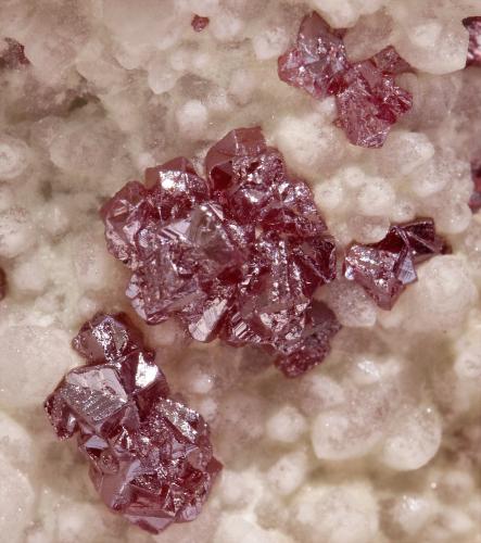 Cinnabar on Quartz<br />Nikitovka deposit, Horlivka (Gorlovka), Horlivka Raion, Donetsk Oblast, Ukraine<br />main crystal size: 0.2 × 0.2 cm<br /> (Author: Jordi Fabre)