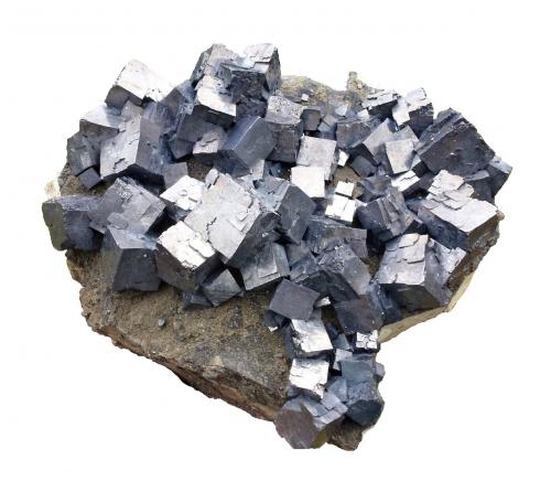 Galena<br />Joplin Field, Tri-State District, Jasper County, Missouri, USA<br />Specimen size 20 x 20 cm, largest crystals 3 cm<br /> (Author: Tobi)