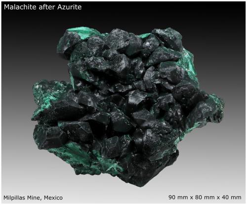 Malachite after Azurite<br />Milpillas Mine, Cuitaca, Municipio Santa Cruz, Sonora, Mexico<br />90 mm x 80 mm x 40 mm<br /> (Author: silvia)