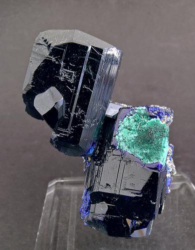 Azurite and Malachite<br />Shaft IX (Puit IX), Zellidja Mine, Touissit, Touissit-Bou Beker mining district, Jerada Province, Oriental Region, Morocco<br />5 × 3.7 × 3.5 cm<br /> (Author: Jordi Fabre)