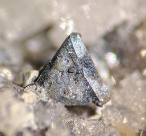 Freibergita, Cuarzo<br />Mina Relámpago, Hiendelaencina, Comarca Serranía de Guadalajara, Guadalajara, Castilla-La Mancha, España<br />Cristal 3 x 3 mm<br /> (Autor: carles)