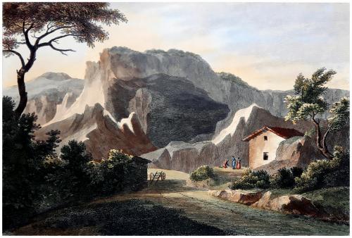 THE IRON MINES OF ELBA AND MINERAL COLLECTING IN THE LATE 1700’S

This aquatint, “View of the Entrance to the Iron Mines of Elba,” is a visual component of Sir Richard Colt Hoare’s 1814 travelogue, ‘A tour through the island of Elba’. Serving to illustrate Hoare’s written accounts from his journey in the late 1790s, the image captures the dramatic landscape of the Rio mines. The painting, while not a direct depiction of the Terranera mine, is a window into the historical and strategic importance of Elba’s Iron mines, which have long been a focal point of power and industry.

The artist masterfully blends picturesque elements, such as the rustic cottage and small figures, with the sublime and overwhelming scale of the quarried mountainsides. For the book’s early 19th century audience, this illustration provided a vital visual record, transforming textual descriptions of Elba’s famous mineral wealth into a tangible, romanticised scene. It effectively communicates both the industrial importance of the site and its rugged, untamed beauty, making the remote island accessible to the armchair traveller of the era. The image acts as a visual testament to the descriptions within the book’s pages.

In the late 1790s, the Iron mines on Elba were ancient operations already famous throughout Europe. They weren’t deep-shaft mines as we might imagine today, but vast, open-cast quarries that had been worked since Etruscan times. The methods were laborious and manual, relying on sheer human and animal effort rather than advanced machinery. This era, on the cusp of the Napoleonic Wars, saw the mines as a crucial strategic asset, coveted for their high-quality Iron ore essential for producing weapons and munitions.

By the late 1790s, Elba’s Iron was a prize possession. The island was nominally under the control of the Grand Duchy of Tuscany, but its strategic importance made it a focal point of international rivalry, especially with the rise of Revolutionary France.


The French saw control of Elba’s Iron as a way to fuel their military machine and deny a critical resource to their enemies, like the British. The high Iron content of Elba’s ore made it exceptionally valuable for cannon and firearm production. This geopolitical tension would culminate in the French occupation of the island in the early 1800’s, a prelude to Napoleon’s eventual exile there in 1814 — the same year Sir Richard Colt Hoare published his book. The tranquil, picturesque scene in the painting belies the immense strategic value of the very ground being depicted.

ABSENCE OF FINE MINERAL SPECIMENS IN THE 18TH CENTURY

The lament for the legendary Iron minerals of Elba is a timeless one. While modern collectors might sigh, believing the golden age of discovery is firmly in the past, they are merely echoing a sentiment that has reverberated for centuries. The feeling of having arrived just a little too late to witness the island’s true mineralogical glory was already a common theme by the 1790s.

This enduring sense of scarcity was perfectly captured by the English antiquarian and traveller Sir Richard Colt Hoare. In his 1814 publication reflecting on his journeys, he noted that the hunt for Elba’s finest treasures was already a frustrating endeavor for the collectors of his day. He observed: “Samples of this ore have been eagerly sought for by all collectors of natural history; but those beautiful specimens which were found some years ago, are no longer to be procured but with the utmost difficulty.” It seems the quest for Elba’s elusive, perfect specimens has always been defined by the bittersweet belief that the most beautiful have already been found. (Author: silvia)
