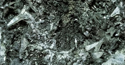 Anglesita, Galena, Fluorita<br />Berta Quarry, Can Domènech Hill, Roques Blanques Mountains, Sant Cugat del Vallès-El Papiol, Comarca Vallès Occidental / Baix Llobregat, Barcelona, Catalonia / Catalunya, Spain<br />Ampliación, cristal mayor 8 mm<br /> (Autor: Carles Millan)