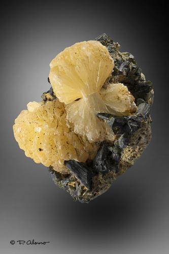 Estellerita con Epidota<br />Región Kayes, Mali<br />5cm x 4cm 3,5cm<br /> (Autor: Pere Alonso)