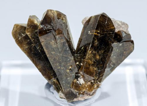 Xenotima-(Y) con inclusiones de Rutilo<br />Distrito Ibiajara, Rio do Pires, Bahia, Región Nordeste, Brasil<br />2.6 × 2.2 × 1.3 cm / cristal principal: 1.8 × 0.6 cm<br /> (Autor: Jordi Fabre)