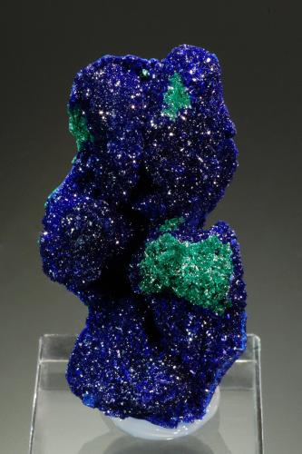 Azurite and Malachite<br />Canteras Yanga Koubenza, Distrito M'Fouati, Departamento Bouenza, Región Bouenza, República del Congo<br />5.4 x 2.8 x 2.2 cm.<br /> (Author: Michael Shaw)