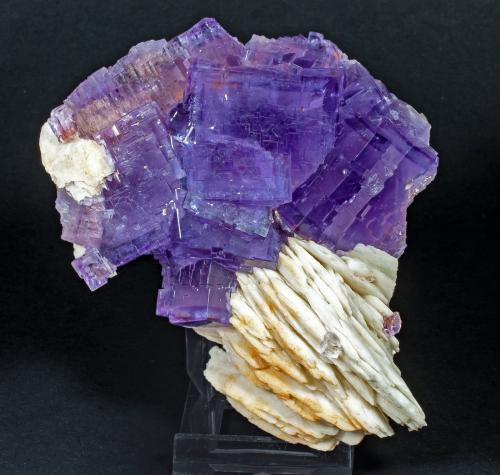 Fluorite with Baryte<br />La Cabaña, Valdelmar, zona minera de Berbes, Berbes, Ribadesella, Comarca del Oriente, Principado de Asturias (Asturias), España<br />9.5 × 9.1 × 4.2 cm / main crystal size: 3.4 × 2.5 cm<br /> (Author: Jordi Fabre)