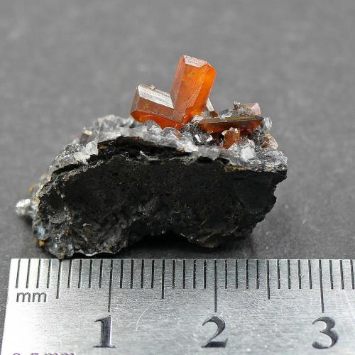 Wulfenite<br />Mina Red Cloud, Montes Trigo, Distrito minero Silver, Condado La Paz, Arizona, USA<br />Specimen size 2,5 cm, main crystal 7x6 mm<br /> (Author: Tobi)