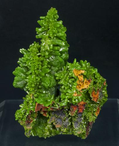 Piromorfita con moldes de Fluorita<br />Mina Les Farges (Mina Des Farges), Ussel, Corrèze, Nouvelle-Aquitaine, Francia<br />7.3 × 5.3 × 2.2 cm<br /> (Autor: Jordi Fabre)