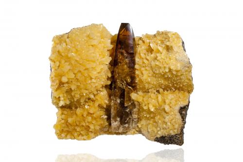 Baryte with Calcite<br />Elk Creek, Dalzell, Condado Meade, South Dakota, USA<br />12 x 9 x 10 cm / main crystal: 9 cm<br /> (Author: MIM Museum)