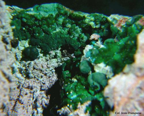 Philipsburgita y Malaquita.<br />Trípoli Mine, Barranco del Cura, Huércal de Almería, Comarca Metropolitana de Almería, Almería, Andalusia, Spain<br />Fvo 5<br /> (Autor: Jesus Franquesa Baucells)