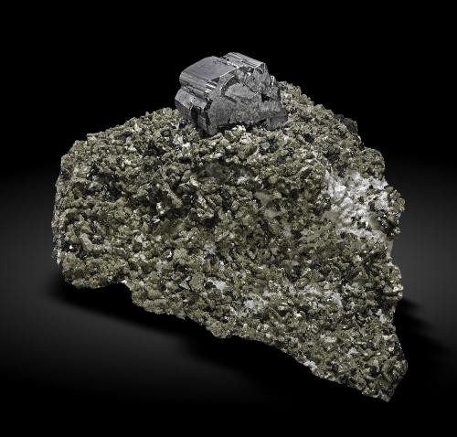 Bournonite with Pyrite, Sphalerite and Calcite<br />Mina Stan Trg (Stan Terg, Stari Trg), Complejo Trepča, Valle Trepča, Kosovska Mitrovica, Distrito Kosovska Mitrovica, Kosovo<br />11.2 × 9.1 × 7.7 cm<br /> (Author: Jordi Fabre)