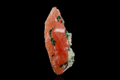 Cerussite with Cuprite inclusions<br />Tsumeb Mine, Tsumeb, Otjikoto Region, Namibia<br />1.5 x 2 x 3.5 cm / main crystal: 3.3 cm<br /> (Author: MIM Museum)