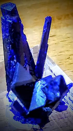 Azurite twin<br />Kerrouchen, Provincia Khénifra, Región Beni Mellal-Khenifra, Marruecos<br />1,5cm x 2,5cm<br /> (Author: Enrique Llorens)