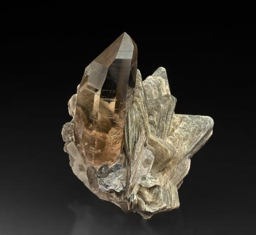 Quartz (variety smoky quartz), Muscovite<br />Skardu District, Gilgit-Baltistan (Northern Areas), Pakistan<br />7.5 x 7.6 cm<br /> (Author: am mizunaka)