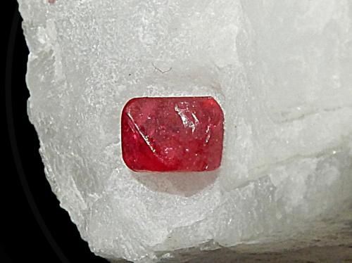 Spinel and Calcite<br />Mogok, Distrito Pyin-Oo-Lwin, Región Mandalay (Division Mandalay), Myanmar (Burma)<br />2 mm x 2 mm x 1 mm<br /> (Author: Dany Mabillard)
