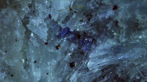 Sillimanite, Corundum (variety saphire), Magnetite<br />Caspar Quarry, Bellerberg volcano, Ettringen, Mayen, Eifel, Rhineland-Palatinate/Rheinland-Pfalz, Germany<br />2,5 x 2,3 cm<br /> (Author: Volkmar Stingl)