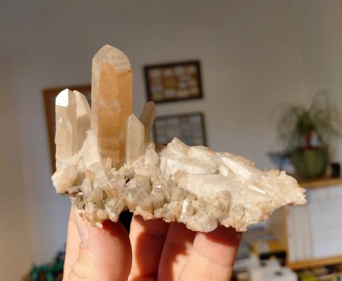 Quartz, hematite<br />Dörfel Quarry, Dörfel, Annaberg District, Erzgebirgskreis, Saxony/Sachsen, Germany<br />Specimen size 10 cm, largest quartz crystal 5 cm<br /> (Author: Tobi)