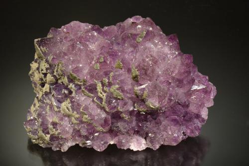 Quartz (variety amethyst) and Pyrite<br />-----<br />11.2 x 8.2 x 5.4 cm<br /> (Author: Michael Shaw)