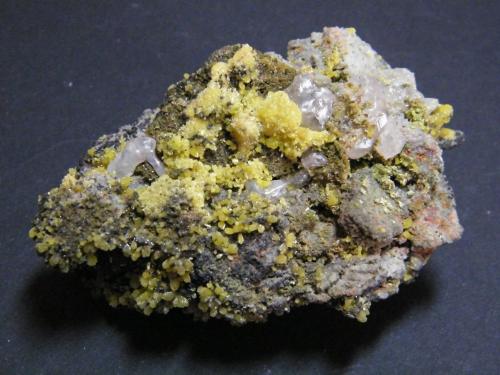 Mimetite, Cerussite<br />Tsumeb Mine, Tsumeb, Otjikoto Region, Namibia<br />80x50x50mm<br /> (Author: Heimo Hellwig)
