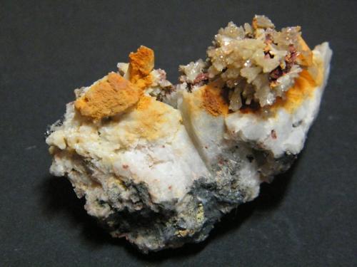 Mimetite and Calcite<br />Tsumeb Mine, Tsumeb, Otjikoto Region, Namibia<br />55x35x30mm<br /> (Author: Heimo Hellwig)