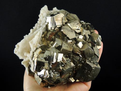 Pyrite, Calcite<br />Grupo Minero El Carrizal, La Llave, Zimapán, Municipio Zimapán, Hidalgo, México<br />13.5 x 12.5 x 8 centimeters<br /> (Author: Ricardo Melendez)