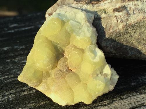 Wavellite<br />Cantera National Limestone#2, Cordillera Lime, Mount Pleasant Mills, Perry, Condado Snyder, Pennsylvania, USA<br />3.9 x 2.3 x 1.3 cm.<br /> (Author: steven calamuci)