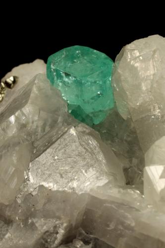 Beryl (Var. Emerald), Calcite, Pyrite<br />Muzo mining district, La Pava Mine, Quípama, Municipio Muzo, Western Emerald Belt, Boyacá Department, Colombia<br />85x62x64mm, xl=8x9mm<br /> (Author: Fiebre Verde)