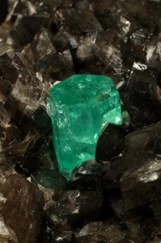 Beryl (variety emerald), Calcite, Pyrite<br />Coscuez (distrito minero), Municipio San Pablo de Borbur, Cinturón Esmeraldífero Occidental, Departamento Boyacá, Colombia<br />78x53x78mm, xls= 11x9mm & 15x12mm<br /> (Author: Fiebre Verde)