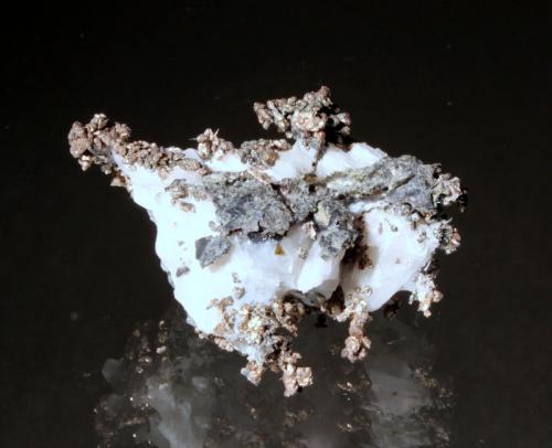 Silver, Calcite<br />Bouismas Mine, Agdz, Bou Azzer mining district, Zagora Province, Drâa-Tafilalet Region, Morocco<br />4.3 x 3.4 cm<br /> (Author: Don Lum)