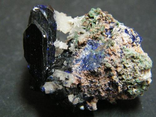 Azurite and Cerussite<br />Tsumeb Mine, Tsumeb, Otjikoto Region, Namibia<br />40x30x30mm<br /> (Author: Heimo Hellwig)