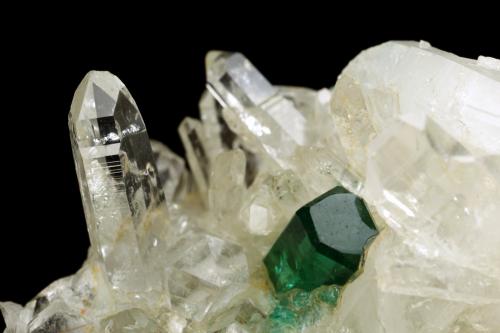 Beryl (variety emerald), Quartz<br />Peñas Blancas Mine, Municipio San Pablo de Borbur, Western Emerald Belt, Boyacá Department, Colombia<br />40mm across, xl=7mm<br /> (Author: Fiebre Verde)