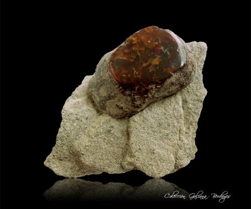 Ambar<br />Mina Palo Quemado, Loma de Palo Quemado, Cordillera Septentrional, Santiago, Cibao, Región Norcentral, República Dominicana<br />61 x 60 x 38 mm.<br /> (Autor: Rafael Galiana)