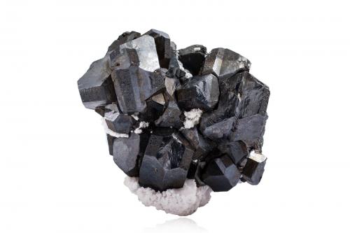 Alabandite on Rhodochrosite<br />Uchucchacua Mine, Oyón Province, Lima Department, Peru<br />7,0	x	6,0	x	5,0	cm<br /> (Author: MIM Museum)