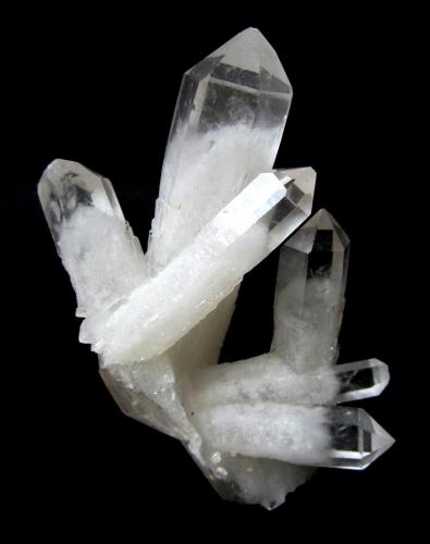 Quartz (part rock crystal, part milky quartz)<br />Macizo Itremo, Itremo, Distrito Ambatofinandrahana, Región Amoron'i Mania, Provincia Fianarantsoa, Madagascar<br />Specimen height 9,5 cm, largest quartz 9 cm<br /> (Author: Tobi)