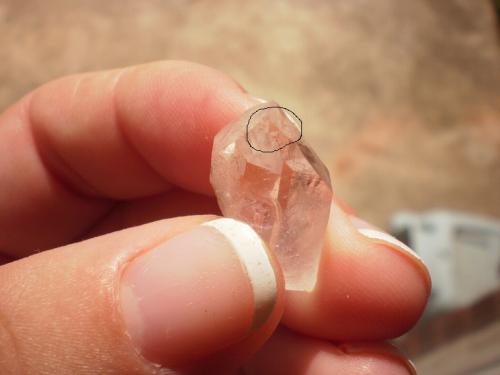 Quartz<br />East Coleman Mine, Jessieville, Garland County, Arkansas, USA<br />2.2 cm x 1 cm wide x 1 cm deep<br /> (Author: Reelgoodwoman)