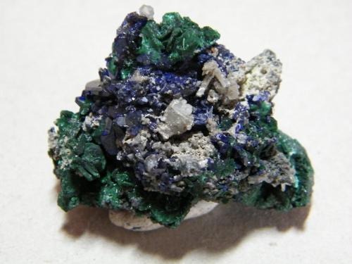 Azurite, Malachite, Cerussite<br />Tsumeb Mine, Tsumeb, Otjikoto Region, Namibia<br />45x35x25mm<br /> (Author: Heimo Hellwig)