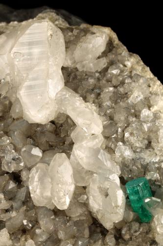 Beryl (variety emerald), Calcite, Pyrite<br />La Pita mining district, Municipio Maripí, Western Emerald Belt, Boyacá Department, Colombia<br />140x75x80mm, xls=16 & 10mm<br /> (Author: Fiebre Verde)