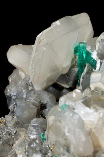 Beryl (variety emerald), Calcite, Dolomite, Pyrite<br />Coscuez mining district, Municipio San Pablo de Borbur, Western Emerald Belt, Boyacá Department, Colombia<br />113x98x85mm, main xl=15mm<br /> (Author: Fiebre Verde)