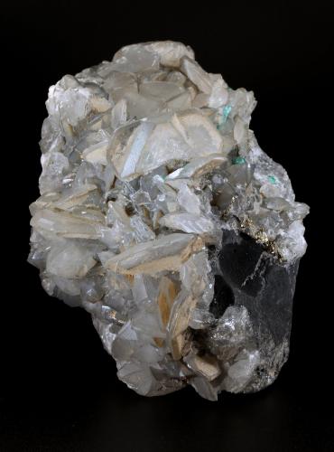 Beryl (variety emerald), Calcite, Dolomite, Pyrite<br />Coscuez mining district, Municipio San Pablo de Borbur, Western Emerald Belt, Boyacá Department, Colombia<br />113x98x85mm, main xl=15mm<br /> (Author: Fiebre Verde)