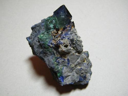 Azurite<br />Tsumeb Mine, Tsumeb, Otjikoto Region, Namibia<br />50x80x35mm<br /> (Author: Heimo Hellwig)