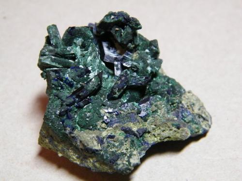 Azurite/Malachite<br />Tsumeb Mine, Tsumeb, Otjikoto Region, Namibia<br />45x45x35mm<br /> (Author: Heimo Hellwig)