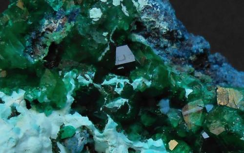 Dioptasa y Shattuckita<br />Tantara Mine, Shinkolobwe, Katanga Copper Crescent, Katanga (Shaba), Democratic Republic of the Congo (Zaire)<br />5 x 4 x 3,5 cm<br /> (Autor: Antonio Alcaide)
