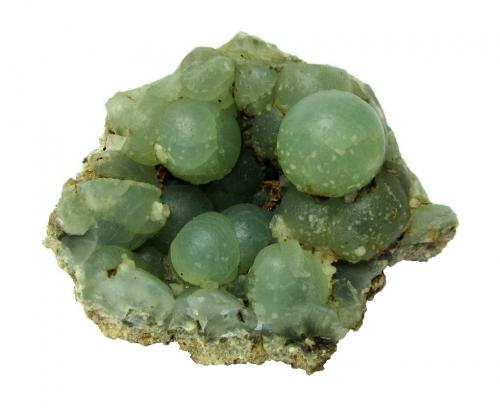 Prehnite<br />Goboboseb Mountains, Brandberg area, Erongo Region, Namibia<br />Specimen size 7 cm, largest prehnite "ball" 1,6 cm<br /> (Author: Tobi)