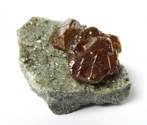 Sphalerite<br />Dzhezkazgan, Karaganda Region, Kazakhstan<br />Specimen size 4 cm, largest sphalerite crystal 1.5 cm<br /> (Author: Tobi)