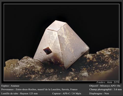 Anatase<br />La Lauzière Massif, Saint-Jean-de-Maurienne, Savoie, Auvergne-Rhône-Alpes, France<br />fov 3.6 mm<br /> (Author: ploum)