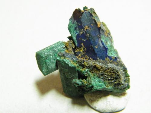 Azurite and Malachite<br />Tsumeb Mine, Tsumeb, Otjikoto Region, Namibia<br />25x25x25mm<br /> (Author: Heimo Hellwig)